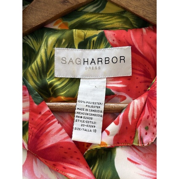 Sag Harbor Dress Sze 18 Button Hibiscus Tropical Hawaiian Resort Vacation VTG - Picture 8 of 8